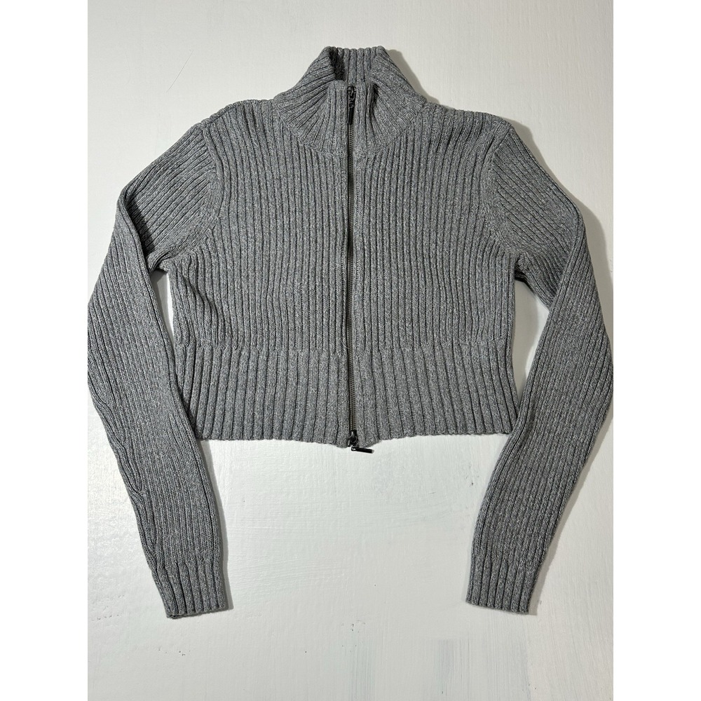 ASOS Grey Full-zip Ribbed Thick Sweater Jacket Top Size 10 Casual Streetwear